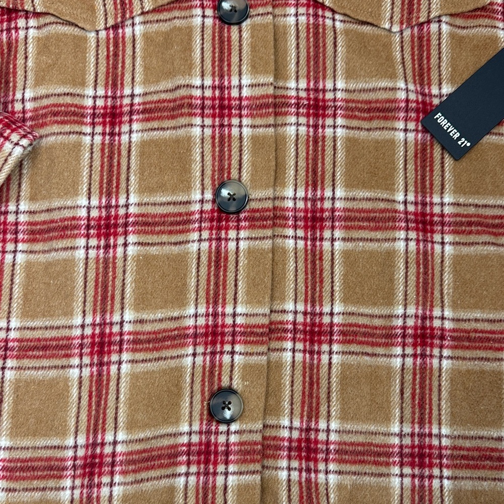 Forever 21 Plaid fleece Button-Up oversized Jacket size medium BNWT - Picture 2 of 10